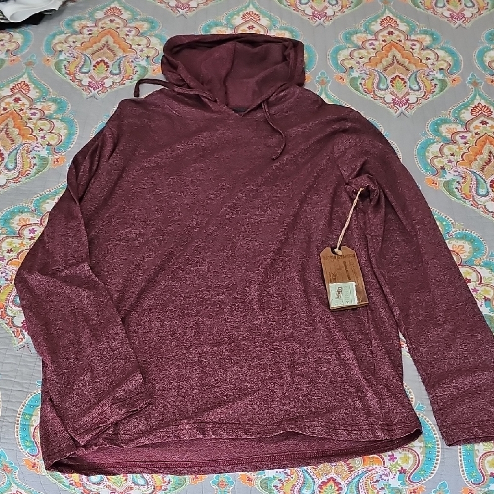 NWT Men's Burgundy Hudson & Barrow Hooded Long Sleeve Top, XL